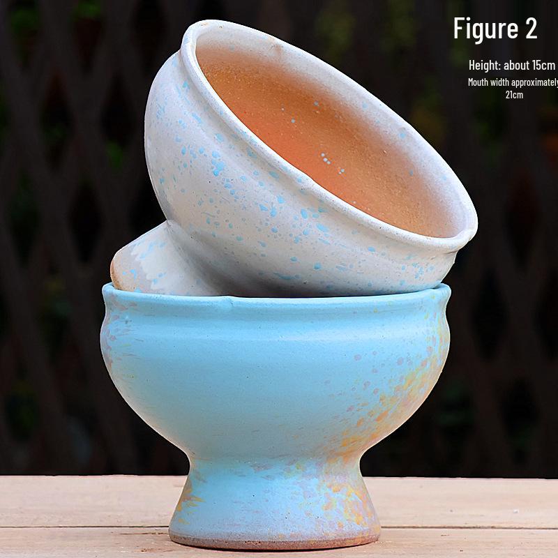 Yixing Handmade Square Mouth Coarse Pottery Planter - Large Succulent Flower Pot with Old Branch Design and Jade Pendant.