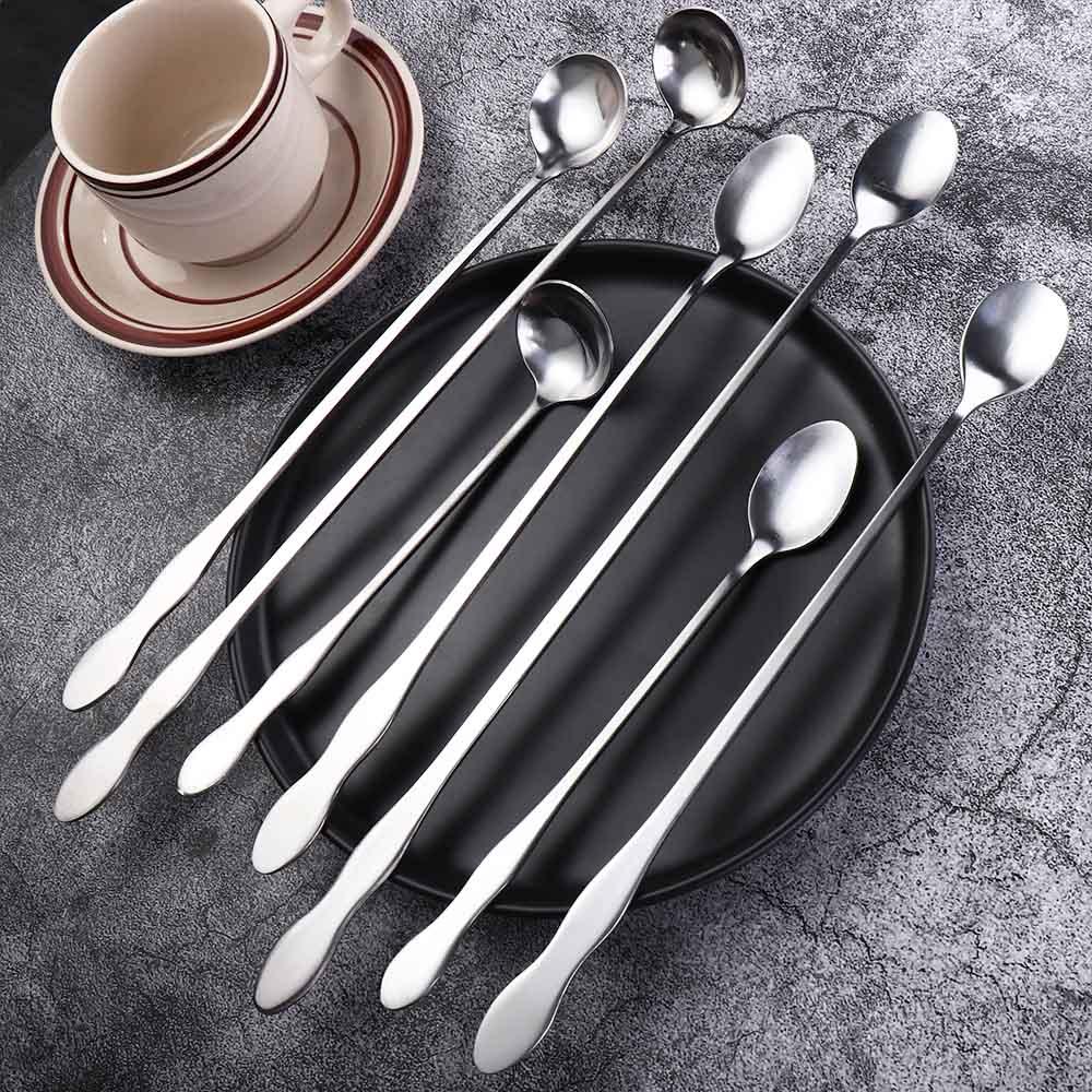 Стальная ложка для мороженого и чая Бармен для смешивания Мешалки для коктейлей Инструмент для размешивания Чайная ложка