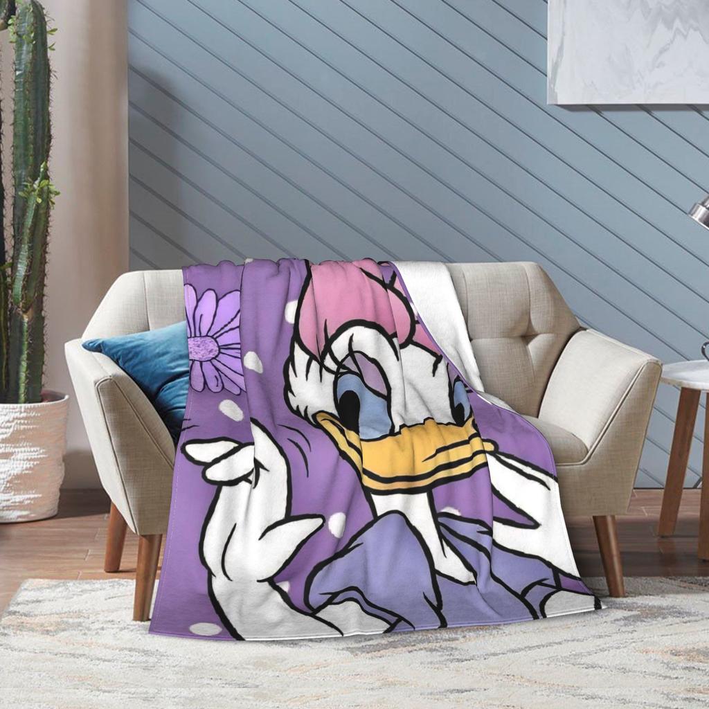 Funny Cute Daisy Duck Blanket Multiple Sizes Warm Cozy Fluffy Throw Blankets for Sofa Couch and Bed