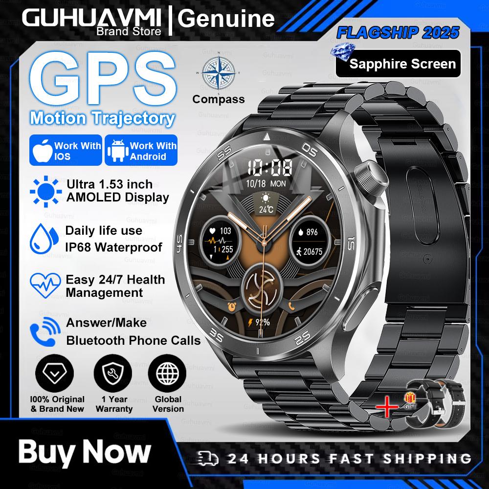 Новые умные часы X2 Модные умные часы для мужчин 1,53'' AMOLED Для улицы GPS Компас Пульсометр IP68 Водонепроницаемые Bluetooth-звонки Умные часы