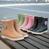 Модные женские водонепроницаемые туфли с коротким голенищем, дождевые туфли, студенческие трендовые резиновые туфли, бархатные теплые нескользящие женские резиновые сапоги