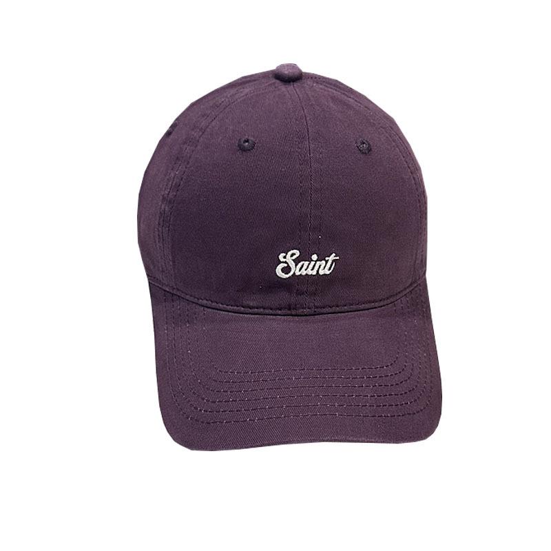 Pure cotton, washed, soft-top, letter-printed casual baseball cap, purple color, unisex, for young men and women