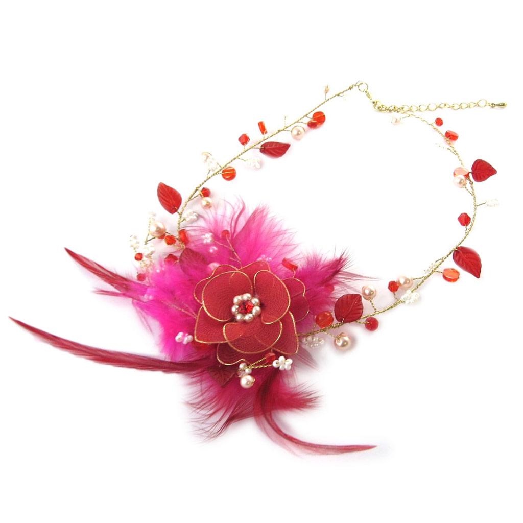 Les Trésors De Lily [E2491] - Designer Necklace 'Radieuse' Fuchsia Red