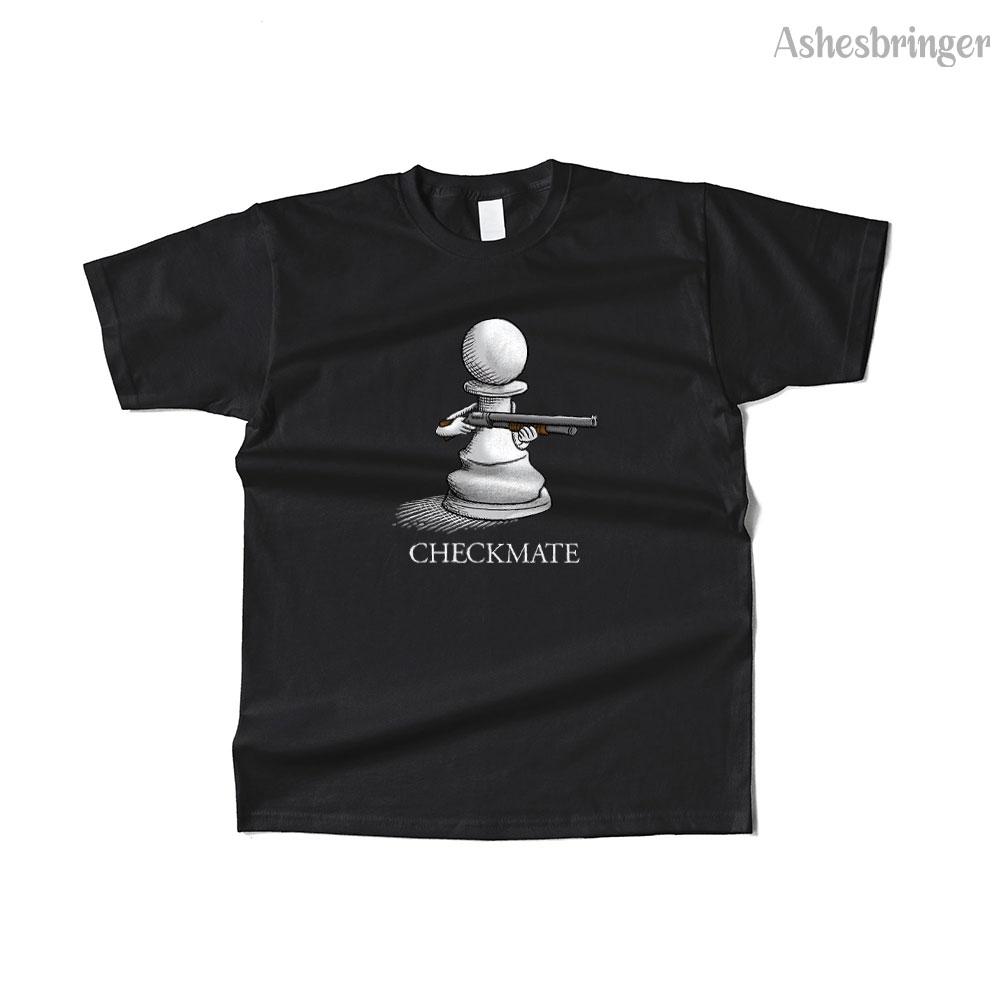 Mens Cotton Checkmate Graphic Chess Funny T Shirt Street Casual Style Tee for Men and Women