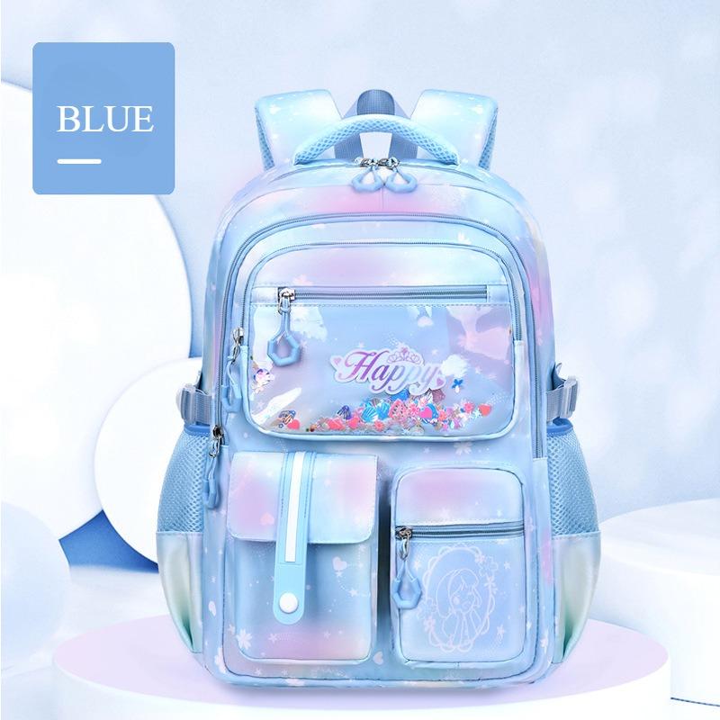 Высокая красота, ценность, красочные ранцы для начальной школы, модный рюкзак Quicksand Princess для девочек, для 2-6 классов, легкая, уменьшающая нагрузку сумка для книг