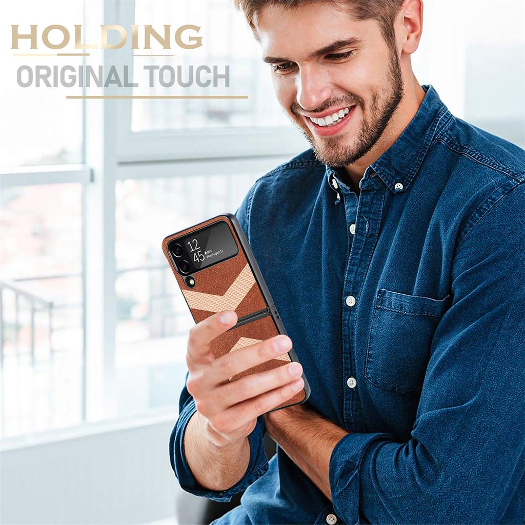 Гибридный цветной кожаный защитный складной чехол для Samsung Galaxy Z Flip 4 5g Flip4 матовый с защитой от падения Zflip4 Funda