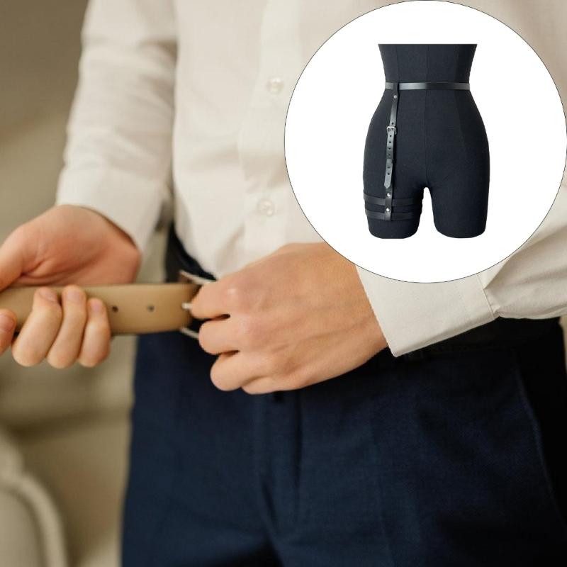 Регулируемая готическая панк-цепочка на ногу из ПУ кожи, пояс на талию 2 в 1, портупея для ног для женщин, дерзкий модный аксессуар