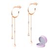 Naniwaai High Quality 2 Swinging Half Silver Hypoallergenic To Long Pink Gold 01 Women's Earrings, Popular, Zirconia, Strands, Earrings, Hoops,
