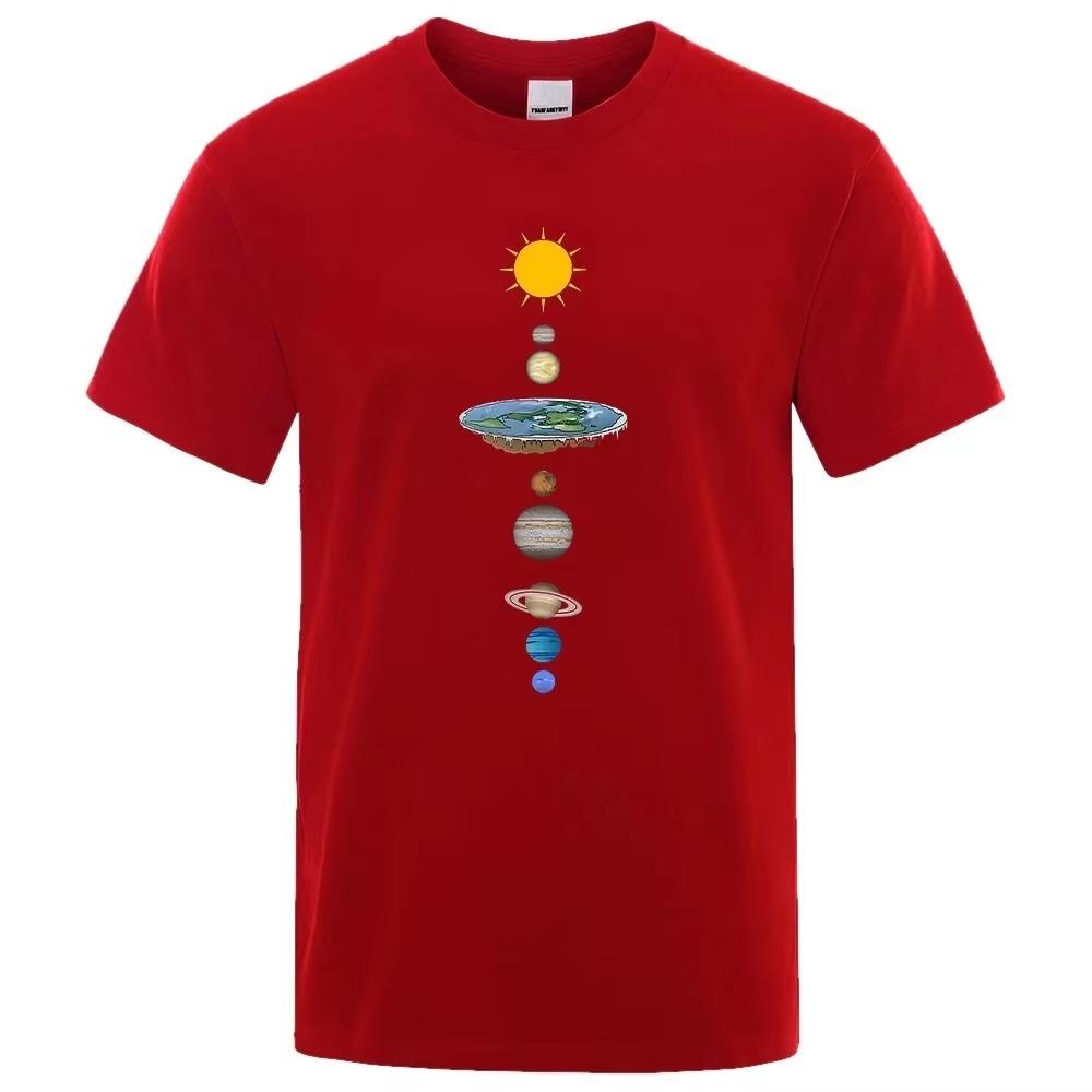 Cosmic Solar System Planets Print Short Sleeve T-Shirt Men Casual Tee Clothing Loose Oversized Summer Cotton Tops Tshirts