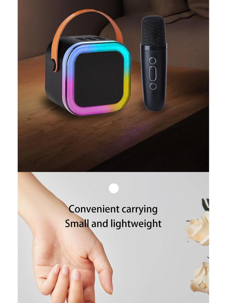 K12 Bluetooth 5.3 Portable Karaoke Speaker & Wireless Microphone for KTV and Family Singing Sessions