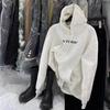 Зимний Новый Стиль Повседневный Модный С Принтом Букв Свободный и Универсальный Флисовый Худи Свитшот Женская Рубашка