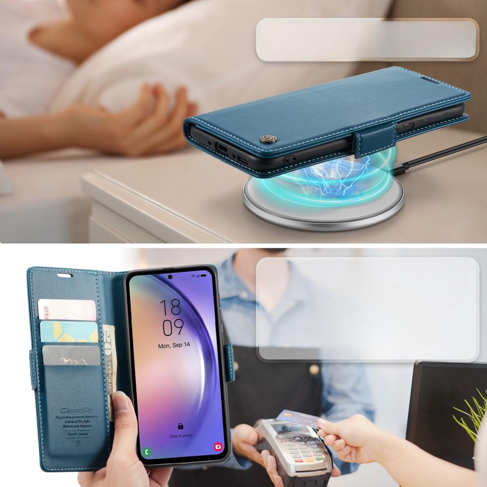 CASEME Flip Case for Samsung Galaxy A54 5G, Litchi Wallet, Blue