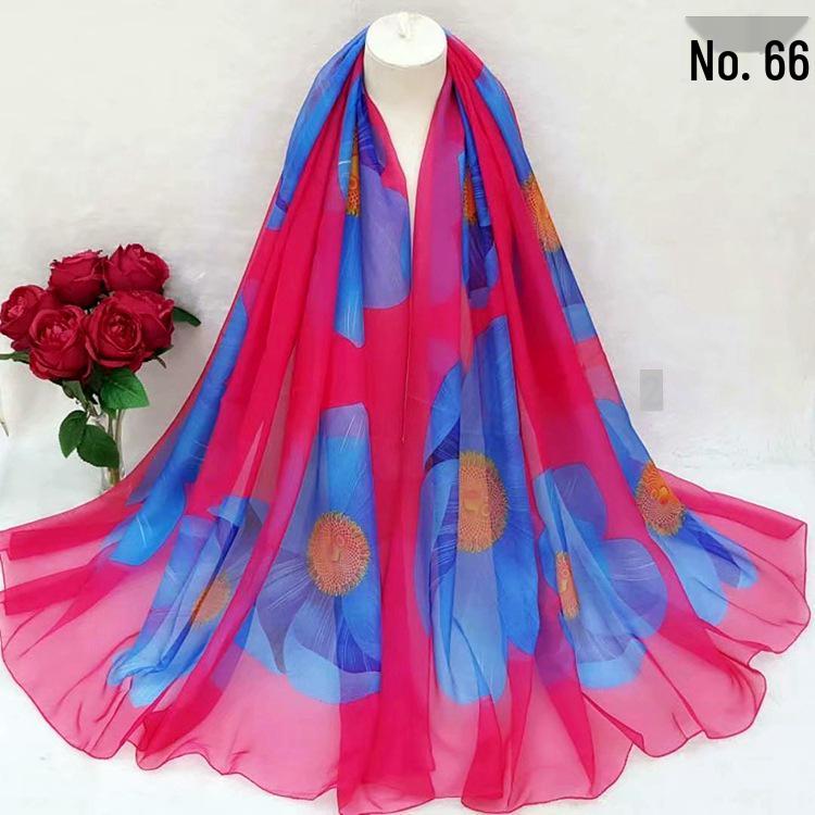 Women's Chiffon Scarf - Lightweight, Printed Sun Protection for Spring, Summer, Fall - Versatile Beach Shawl