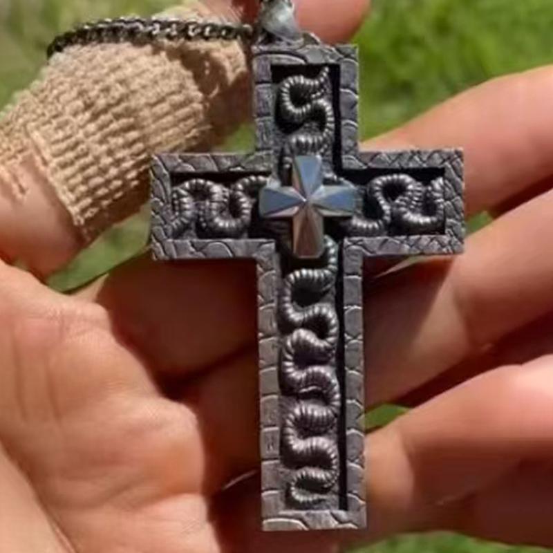 Изысканное двухслойное ожерелье-подвеска в форме креста и змеи для мужчин и женщин, персонализированное панк-ожерелье, ювелирные аксессуары, подарки