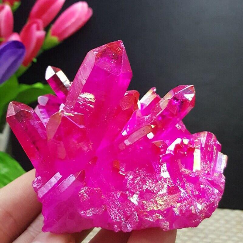 Натуральный Титановый Друзовый Кварц Кластер Кристалл Красный Геода Драгоценный Камень Декор Образец