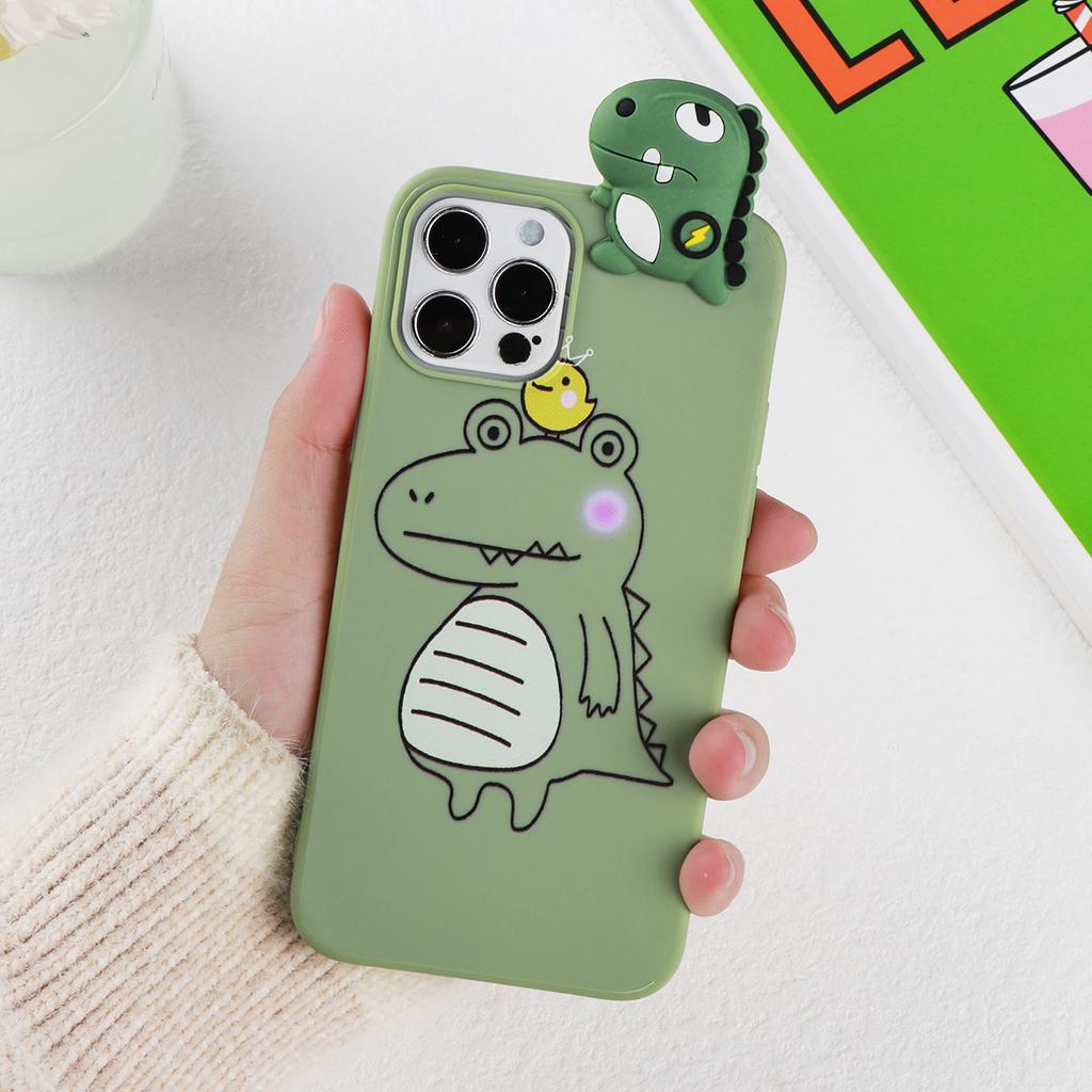 For Samsung Galaxy S10e S20 S21 FE S22 Ultra S8 S9 S10 Plus Note 8 9 10 Lite 20 M31 M32 M52 3D Cartoon Dinosaur Couple Soft Case