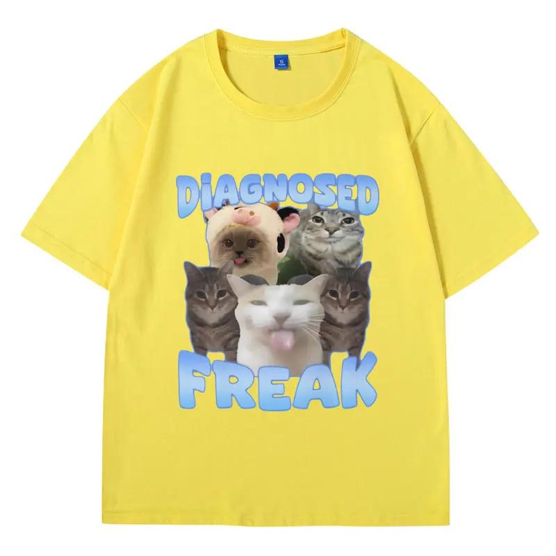 Футболка Diagnozed Freak Funny Watermelon Cat Meme Женская футболка Oversize Streetwear Модные женские футболки Oversize