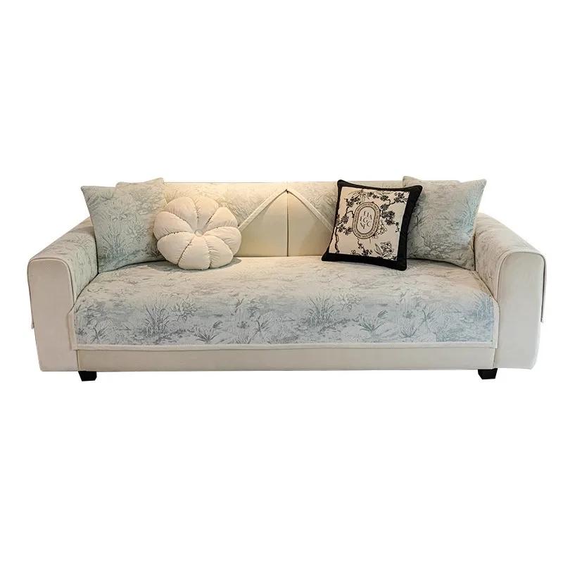 Полотенце для спинки дивана, противоскользящее износостойкое покрытие для дивана из синели, универсальное круглогодичное украшение с рисунком тушью, диванная подушка