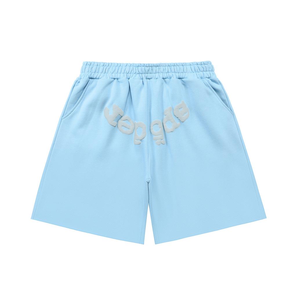 Cross-border European and American trendy brand sp5de spider web letter fake two-piece casual shorts men's and women's high street sports 
