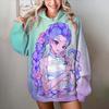 Casual Women's Sweatshirts Kawaii KPop Demon Hunters Prints Pullover Comfortable Oversize Hoodie Autumn Soft Female Clothes