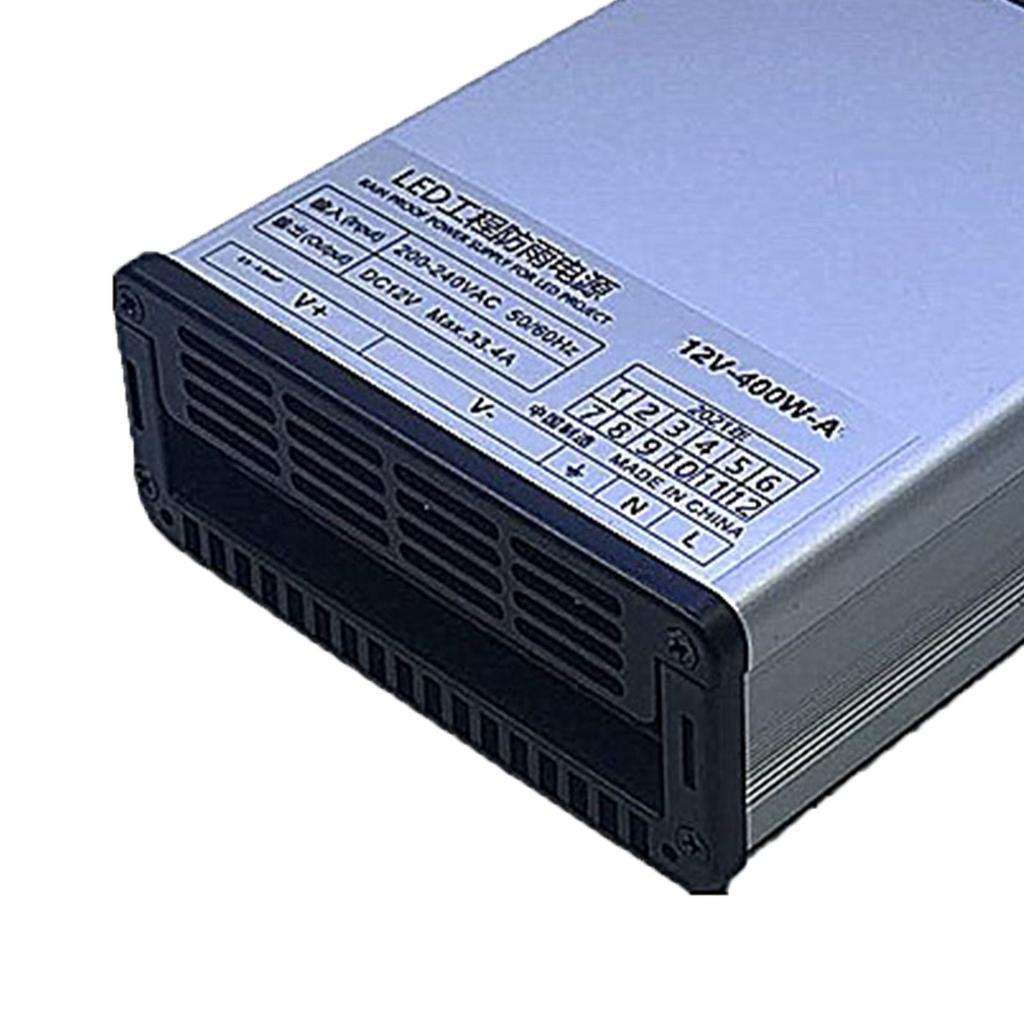 Водонепроницаемый блок питания 400 Вт Пластиковый Защита от короткого замыкания Импульсный блок питания для светодиодного освещения 12 В