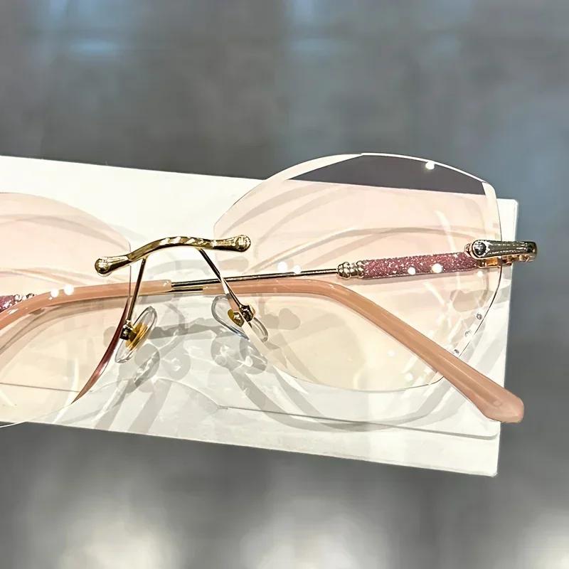 Новые высококачественные роскошные очки для чтения Женская элегантность Бабочка Без оправы Алмазные пресбиопические очки Диоптрии от 0 до +4,0