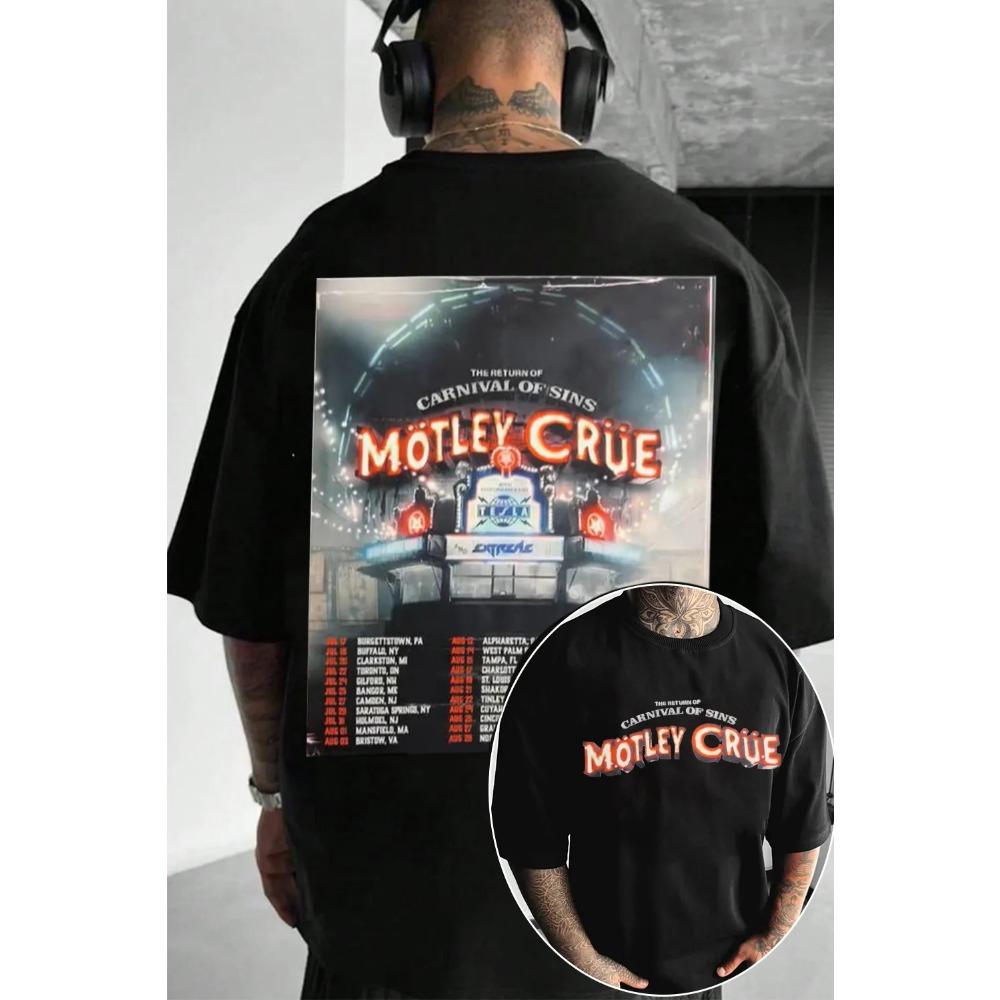 2026 Новый летний повседневный женский футболка с принтом группы Motley Crue, с круглым вырезом, свободного кроя