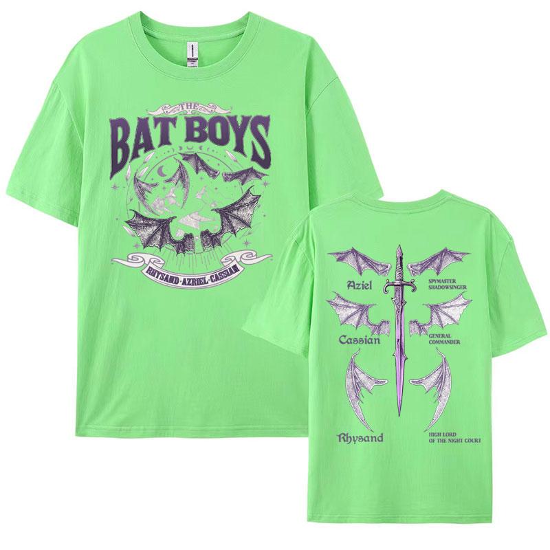 Двусторонняя футболка с графикой Bat Boys, одежда Rhysand Cassian Azriel, футболки, мужская, женская, модная, винтажная, оверсайз, футболка Y2k