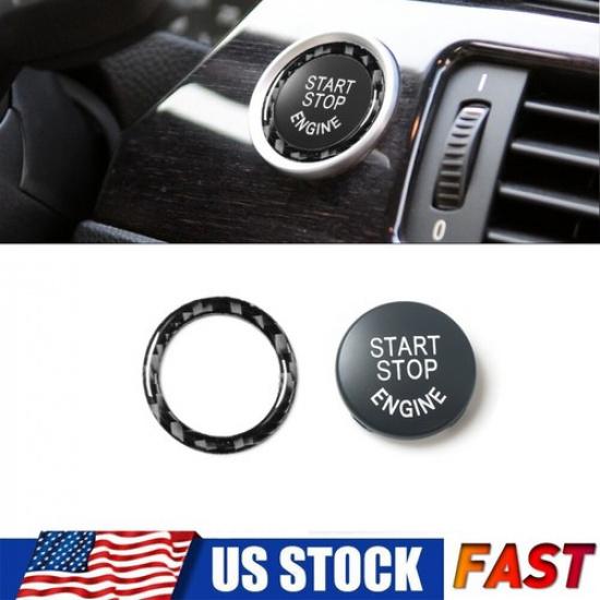 Black Start/Stop Engine Button Cover With Ring Trim For BMW E90 E92 E93 2009-12
