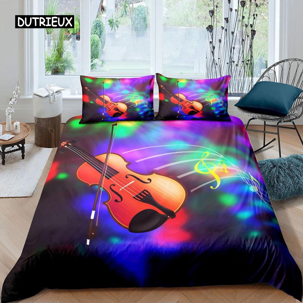 Пододеяльник со скрипкой, комплект постельного белья с классической музыкальной тематикой, одеяло с узором «тай-дай» для подростков и взрослых, пододеяльник из микрофибры для королевского одеяла