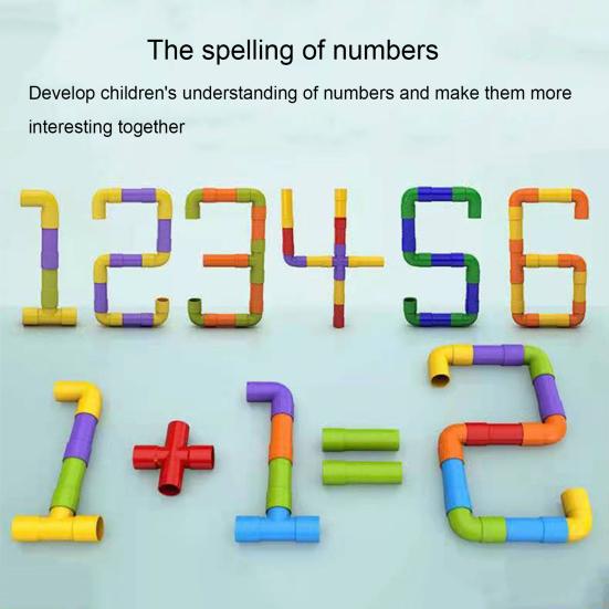 80/100/200Pcs Kids Pipe Building Block Toy Fine Motor Skills Colorful Tube Block Construction Toy Toddlers Boys Girls Educational DIY