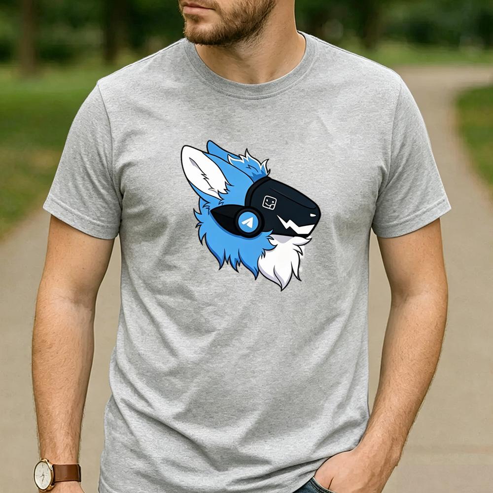 Bright Blue Fluff Protogen Arrow Ear Graphic T Shirt Unisex Crew Neck Short Sleeve Fandom Fan Holiday Gift Top
