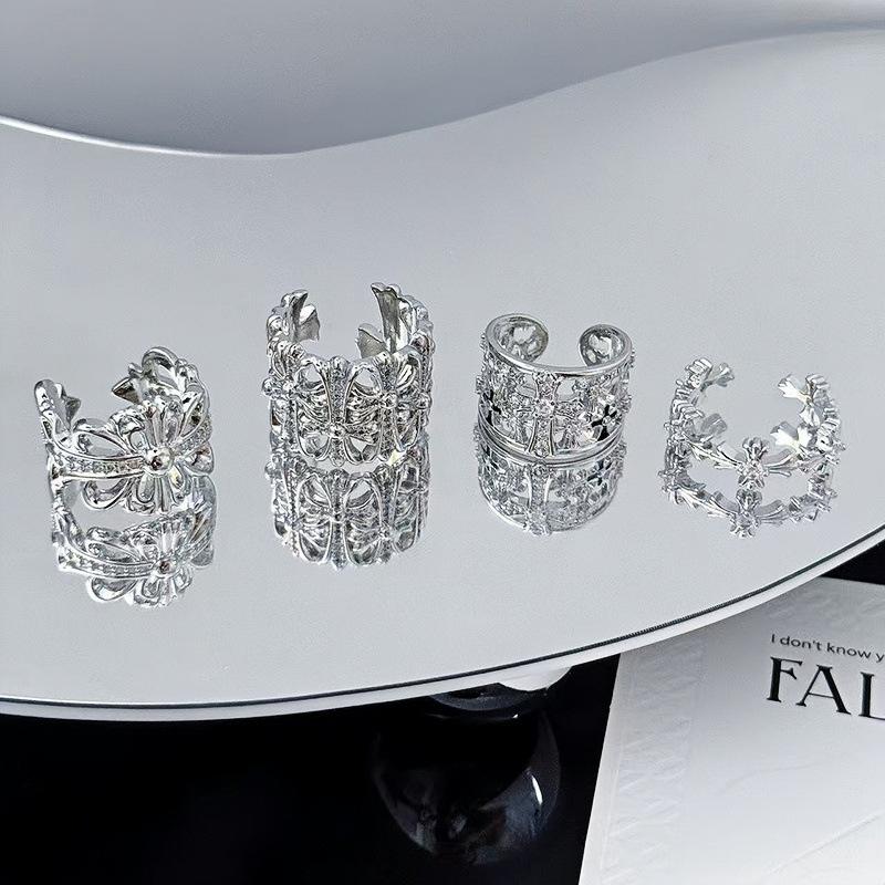 Тяжелая промышленность Перекрестная радужка Винтажная Личность Открытое кольцо Мода Нишевый Премиальное ощущение Кольцо-штабель Женщина