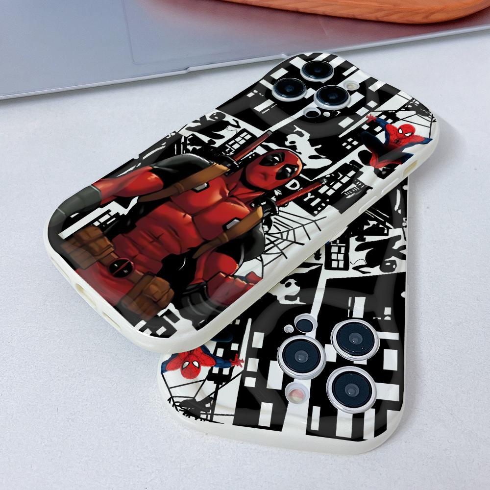 Funny D-Deadpools Phone Case for iPhone 17 Air 16 16e 15 14 Plus 13 12 11 Pro Max X Xs XR 8 3D Wave Soft Cover