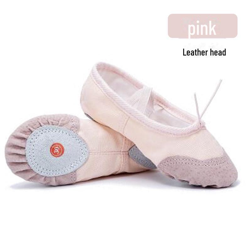 Girls' Soft Sole Ballet Shoes - Leather Dance Training Shoes for Kids & Adults