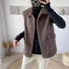 Куртка-жилет из меха ягненка для женщин на осень с комбинацией меха и кожи, универсальный короткий фасон, длина до плеч