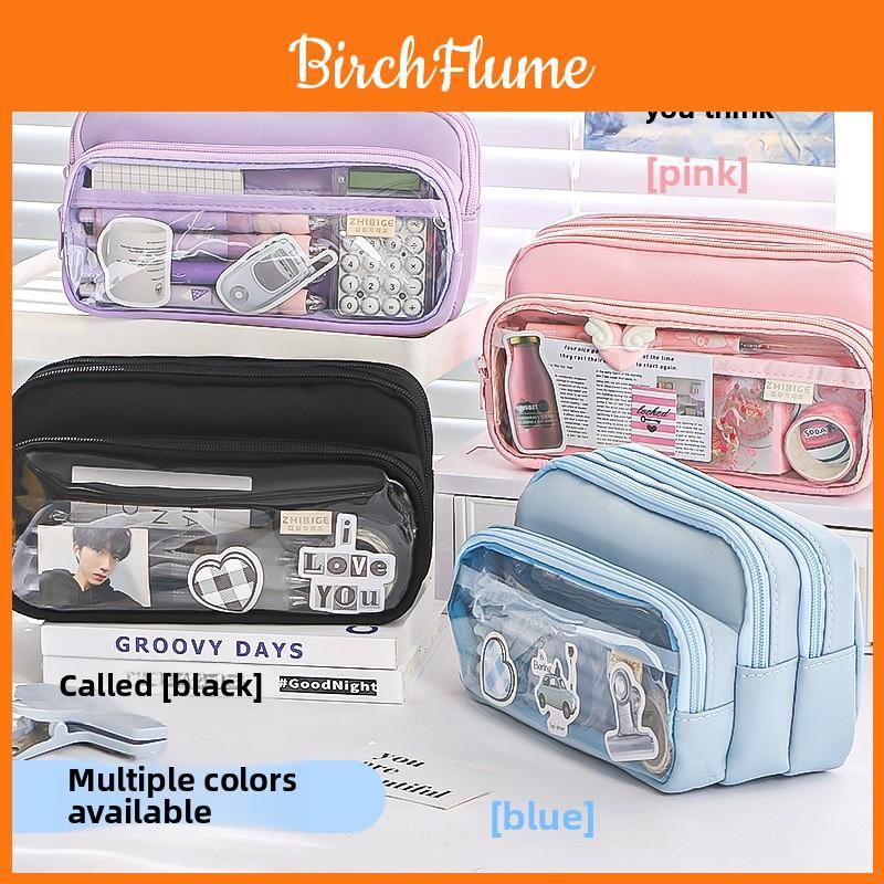 Transparent Pencil Case Large Capacity With Multi Function Design For Students And Office Use