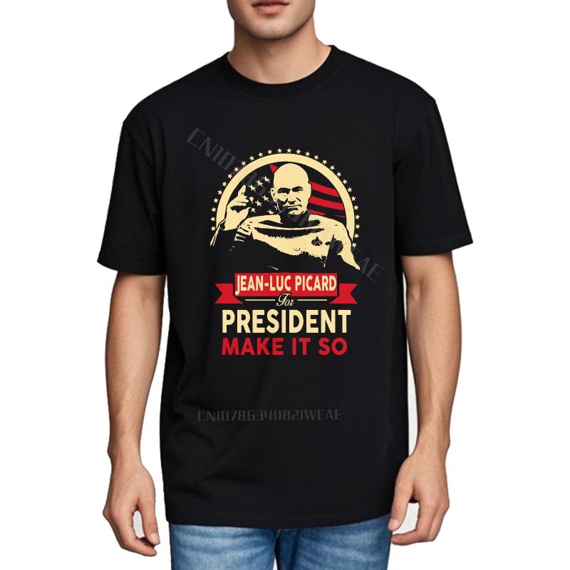 Unisex teeshirt Vintage Classic Tshirt Jean Luc Picard President Make Adult Solid Color Tshirt Classic Everyday Tees Streetwear