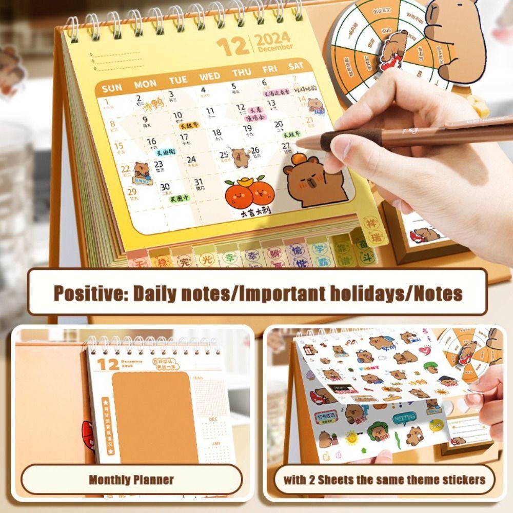 Календарь на 2025 год с колесом удачи Капибара/Змея Ежедневный Ежемесячный Планировщик Расписание Школа