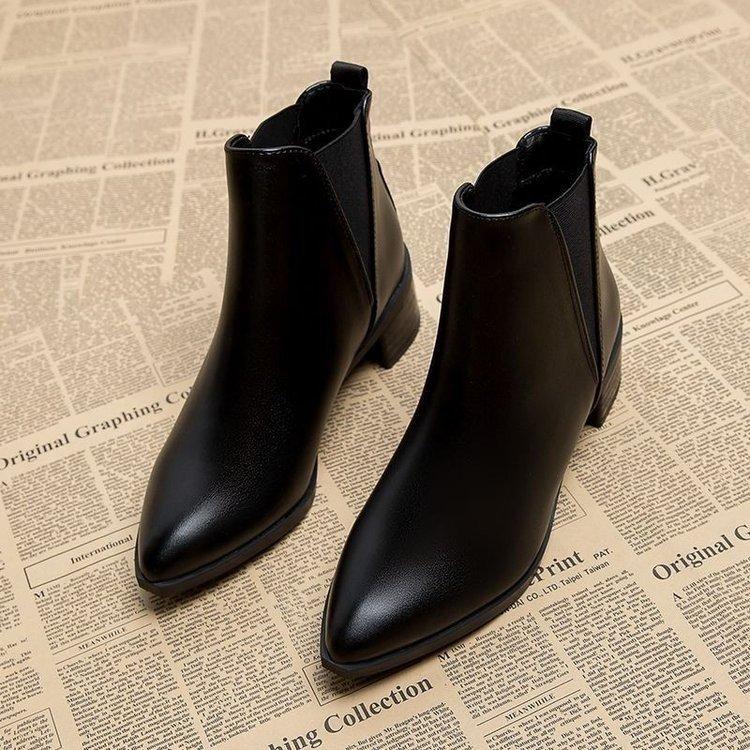 Ретро остроносые короткие ботинки женские осенне-зимние новые на толстом каблуке ботильоны удобные ботинки челси на среднем каблуке ботинки мартин