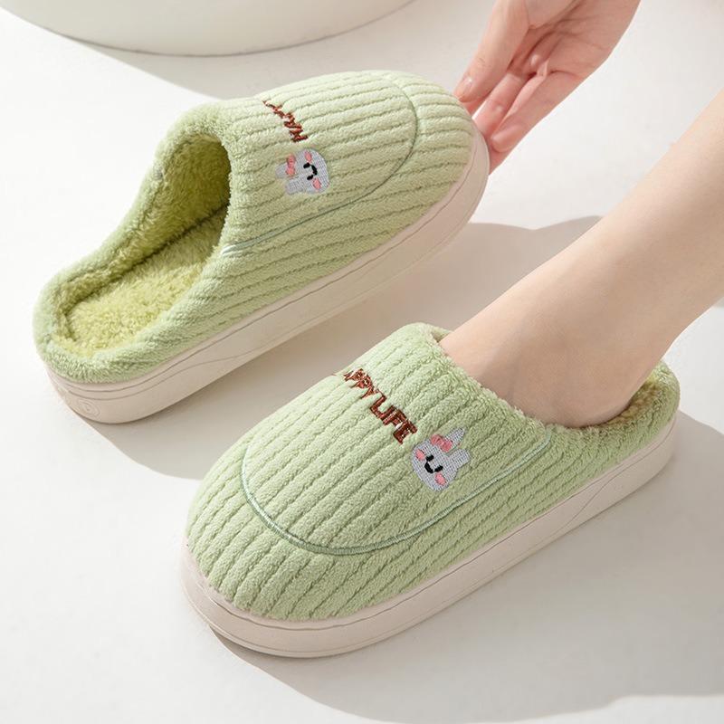 Winter Female Cotton Slippers Couple Home Indoor Warm Cartoon Bear Delicate Plush Slipper