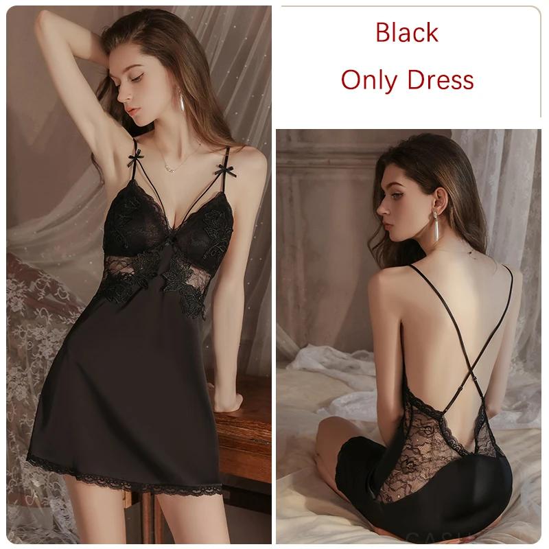 Silk Pajamas Women's Nightgown Set Slip Dress with Push Up Bra Sexy Women's Pajamas