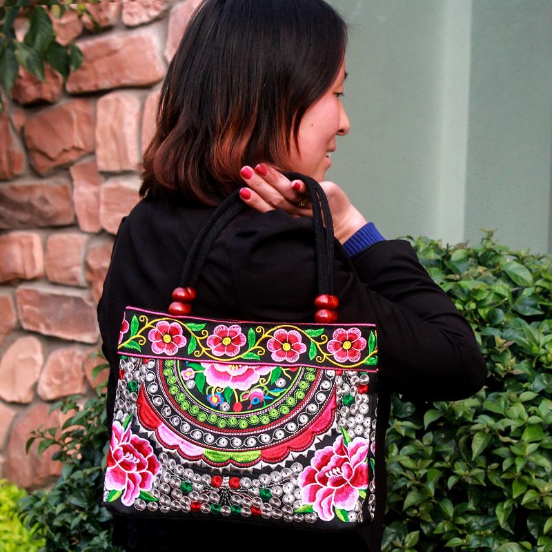 2024 Новая мода вышитые женские маленькие сумки этнические цветочные вышитые женские сумки вышитые сумки сумка-ведро