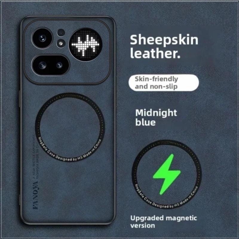 Для Nothing Phone 4A Pro Чехол из овчины Ударопрочный Магнитный чехол для Magsafe для Nothing Phone 4a Pro Матовый корпус-бампер из ПУ кожи