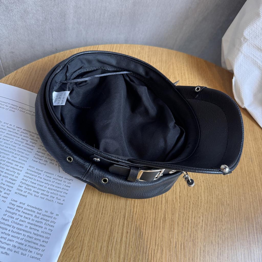 Rivet Solid Color Alternative Streetwear Flat Top Hat Waterproof Punk Goth Fans