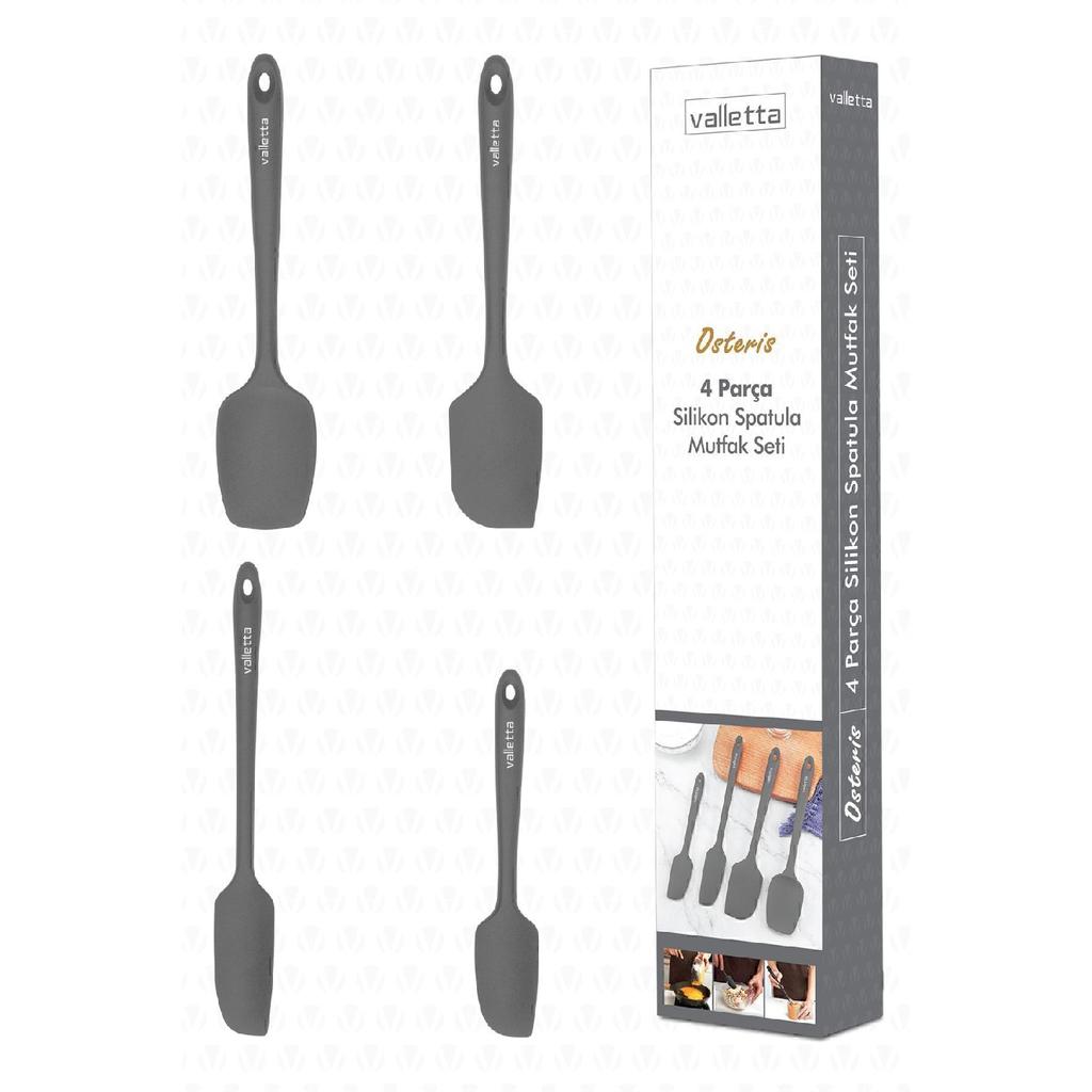 Osteris Heat Resistant Fireproof Nonstick Silicone Spatula Set 4 Pieces Red