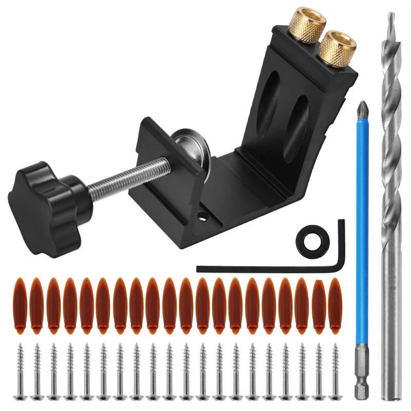 47 шт. Локатор косых отверстий Деревообрабатывающий позиционер Сверла Набор приспособлений для карманных отверстий Набор направляющих для сверления под углом 15 градусов Столярные инструменты