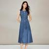 INMAN Французское элегантное джинсовое платье без рукавов с круглым вырезом