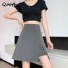 Women Spring Y2K Oversize Split Pencil Mini Skirt Summer School Girl Sexy High Waist Big Size A-line Skirt QT2025