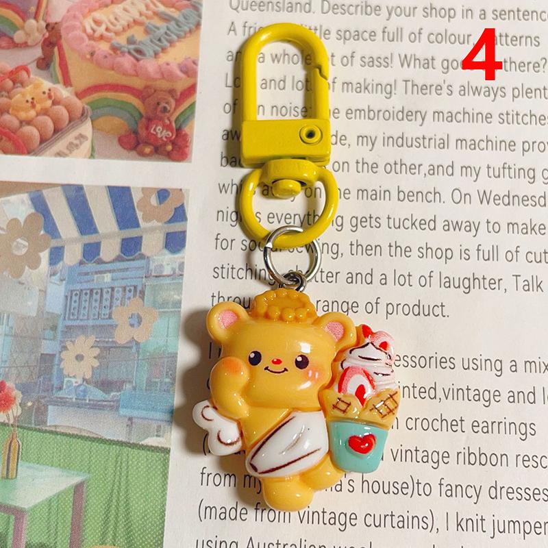 Милый брелок для ключей в виде медведя из смолы, кулон на сумку, брелок с изображением мультфильма, ювелирные изделия для женщин, рюкзак, подвески, аксессуары для декора